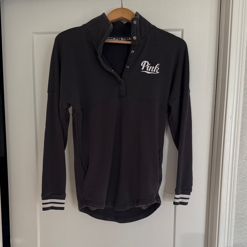 Pink dark gray Pullover Sweatshirt
